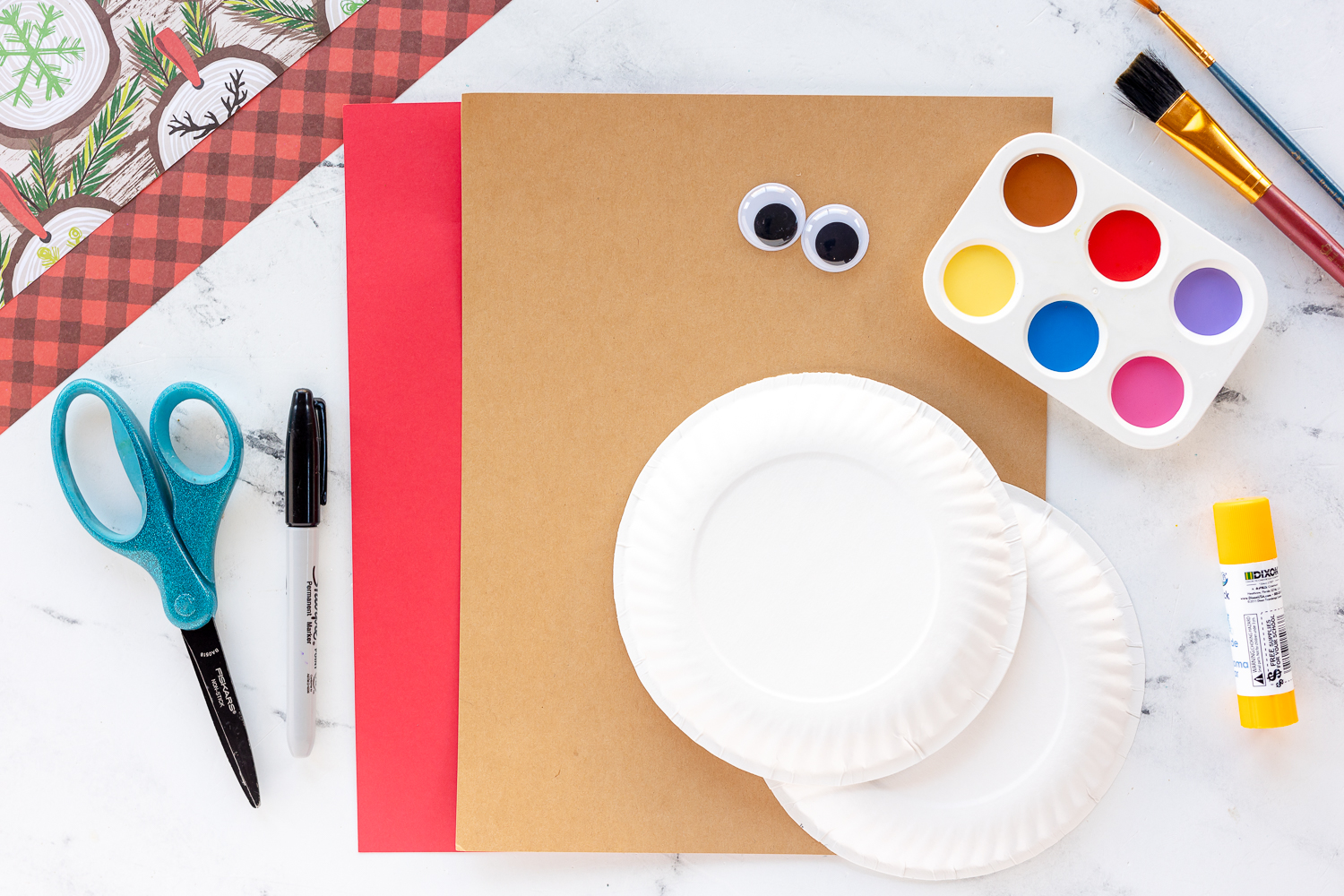 paper plate reindeer supplies - paper, paint, paper plate, googly eyes
