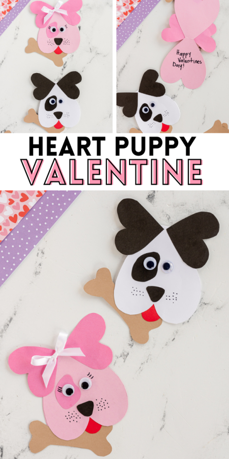 A simple heart puppy valentine is a fun paper craft for kids made from simple heart shapes - great for gifting to friends and family!