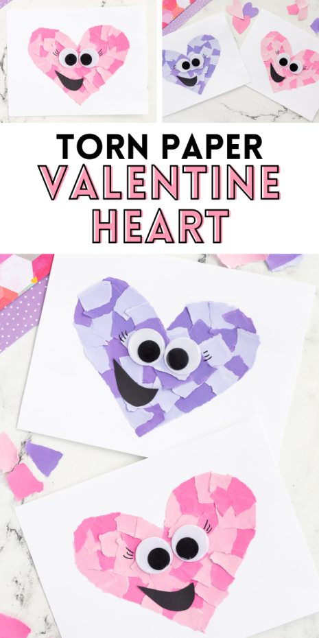A simple torn paper Valentine craft for your kids to do. This makes for a fun craft to go along with teaching love and kindness to their friends!