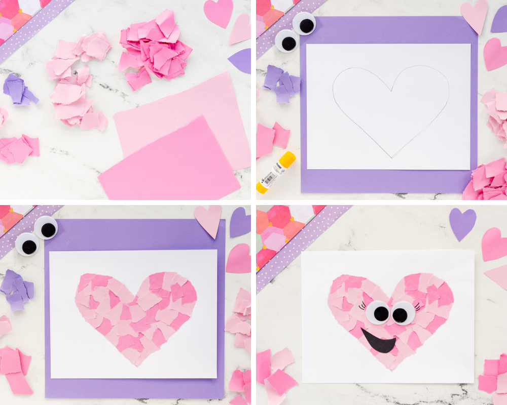 process to make torn paper heart