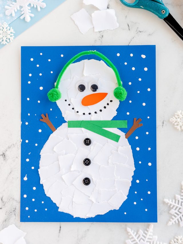 Torn Paper Snowman Craft