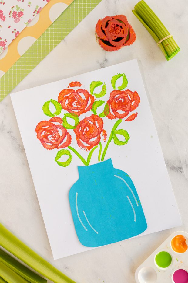 Celery Stamped Flowers Craft