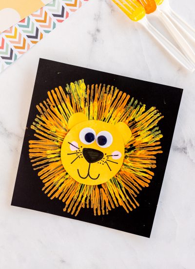 Cute fork painted lion crafts for kids