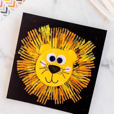 Cute fork painted lion crafts for kids