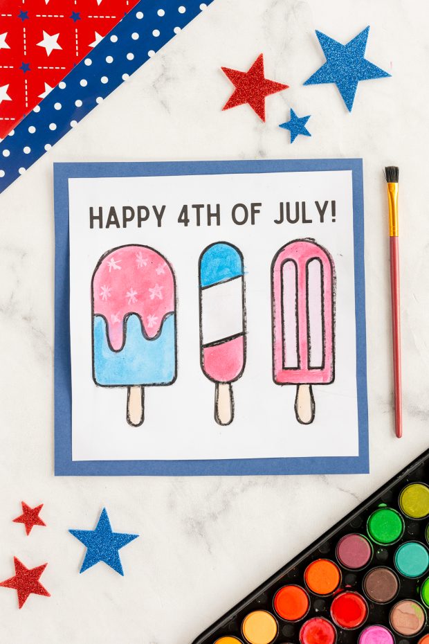 Fourth of July Watercolor complete