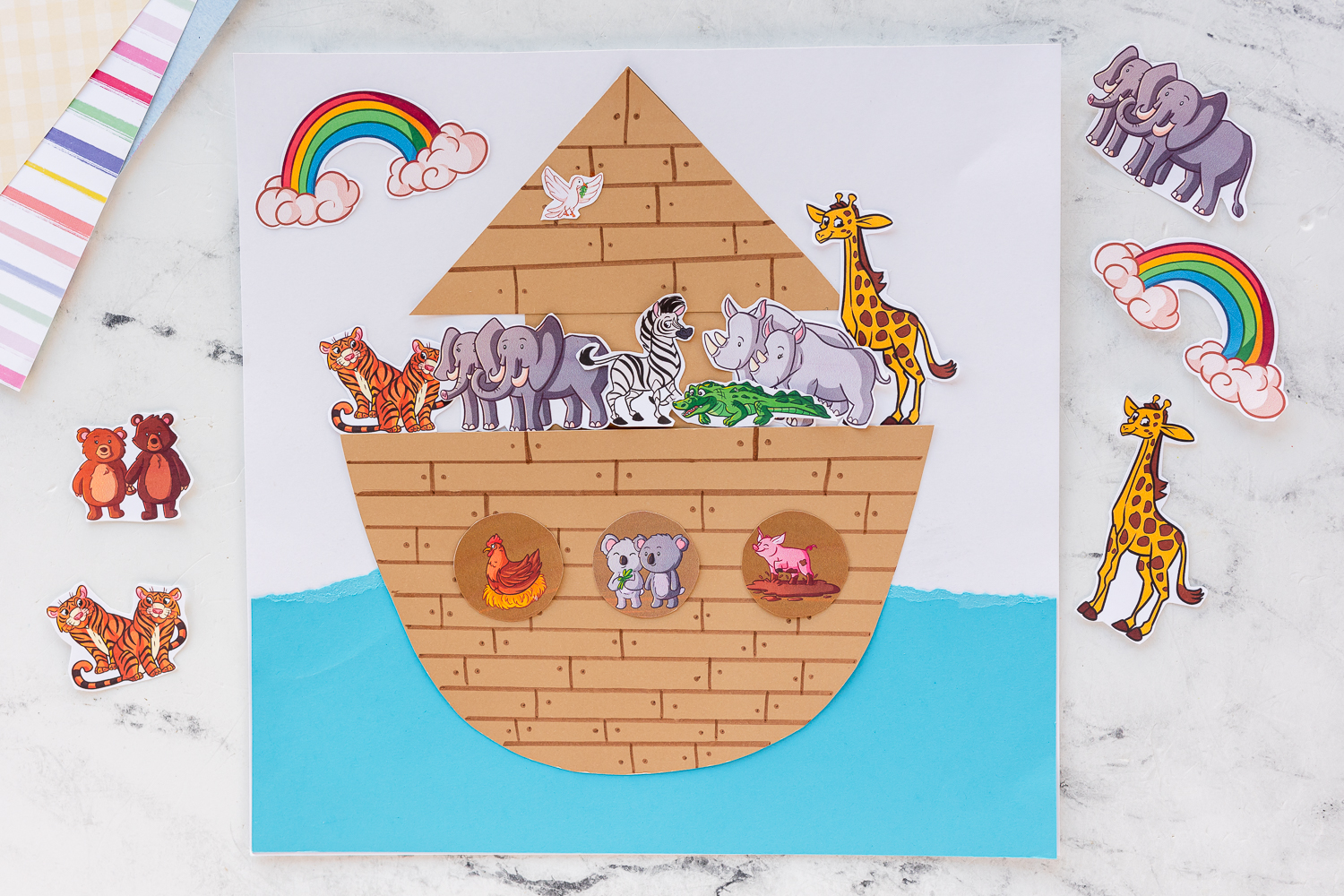 Noah's Ark colored version with cut out animals