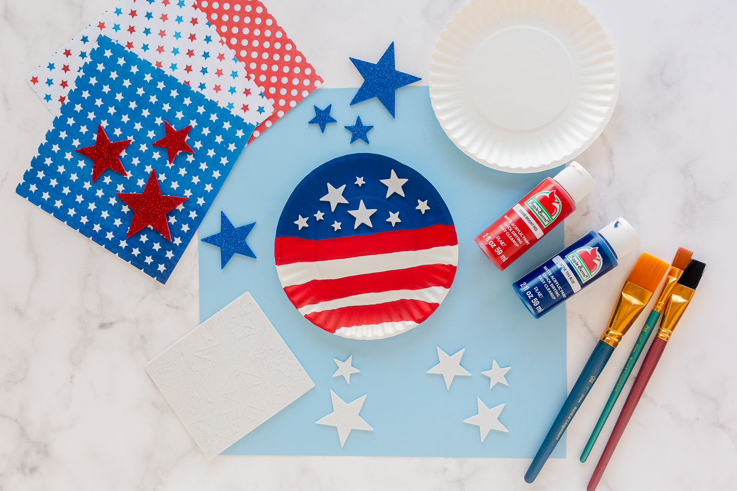 paper plate flag craft materials