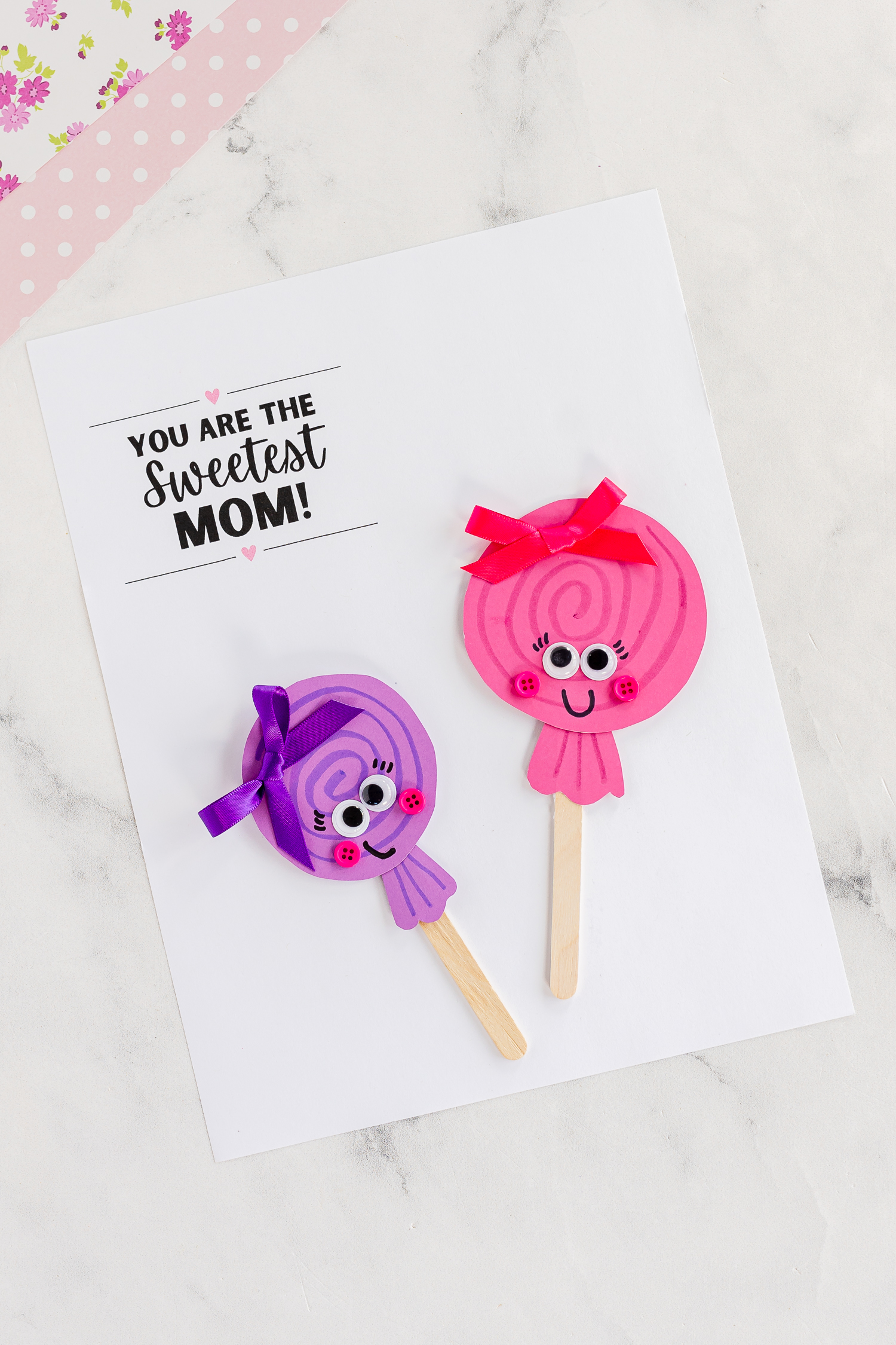 Pink and Purple Paper Lollipop Craft