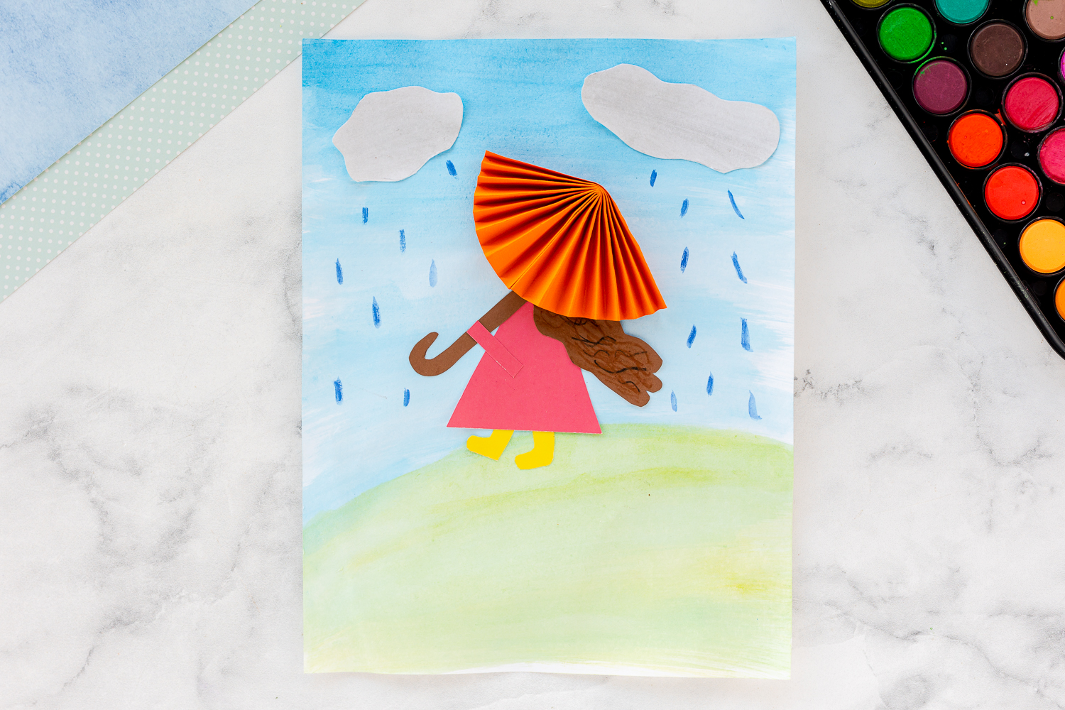 umbrella craft with watercolors
