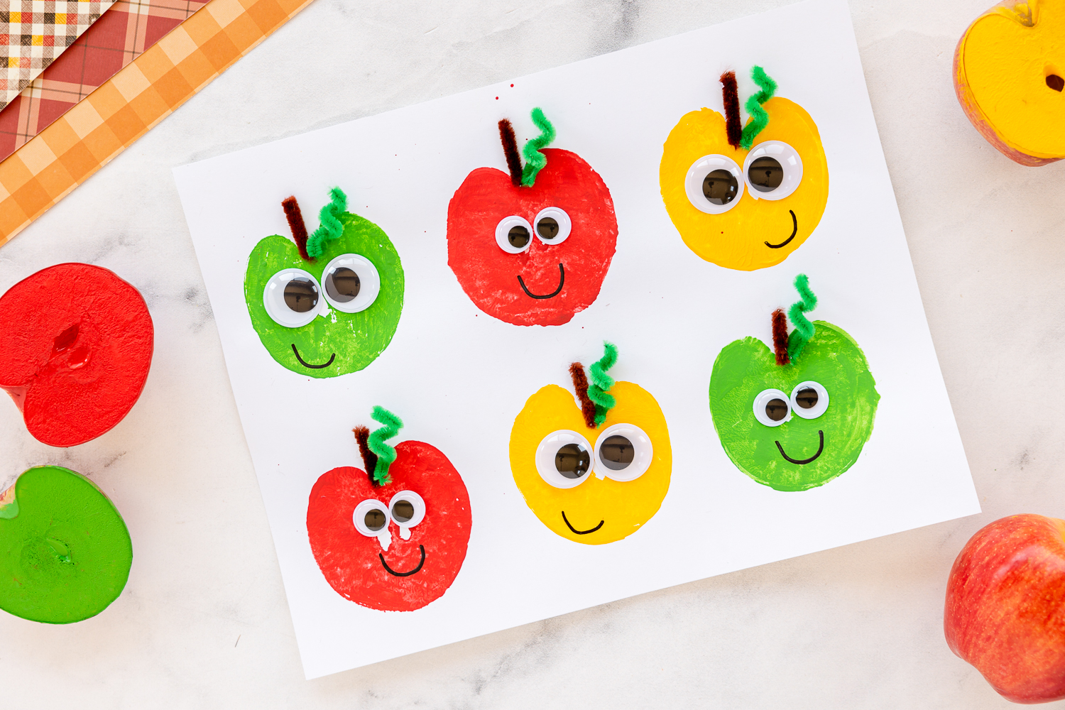 stamping craft with apples