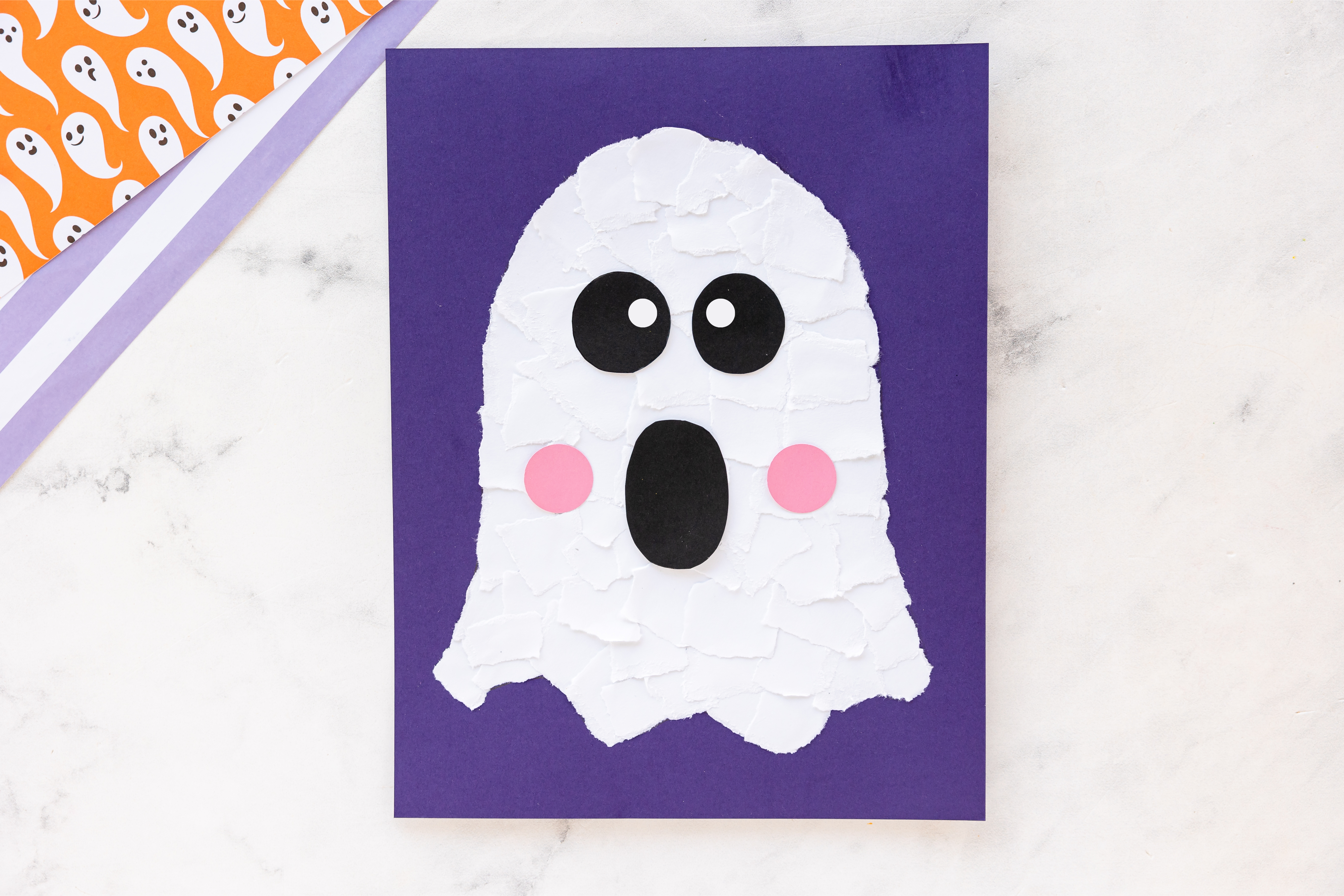 torn paper ghost on craft counter