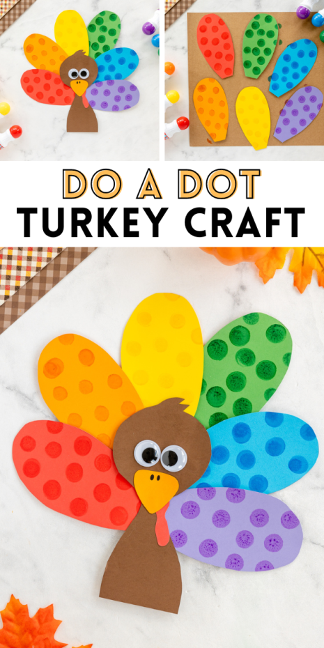 This Turkey Do a Dot is a fun Thanksgiving dot activity that is great for kids of all ages! Use Do a Dot markers to add more color to your silly turkey craft!