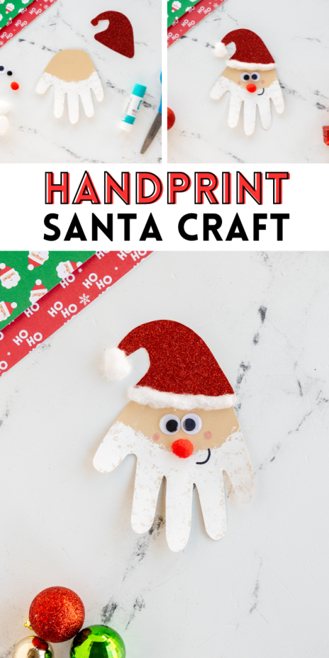 This Handprint Santa Craft is a simple Christmas craft for the kids to do this holiday season! All you need is a few supplies and your child's hand. 