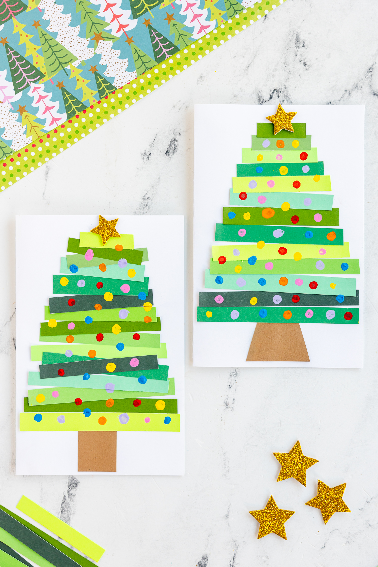 Paper Strip Christmas Tree Card for Kids