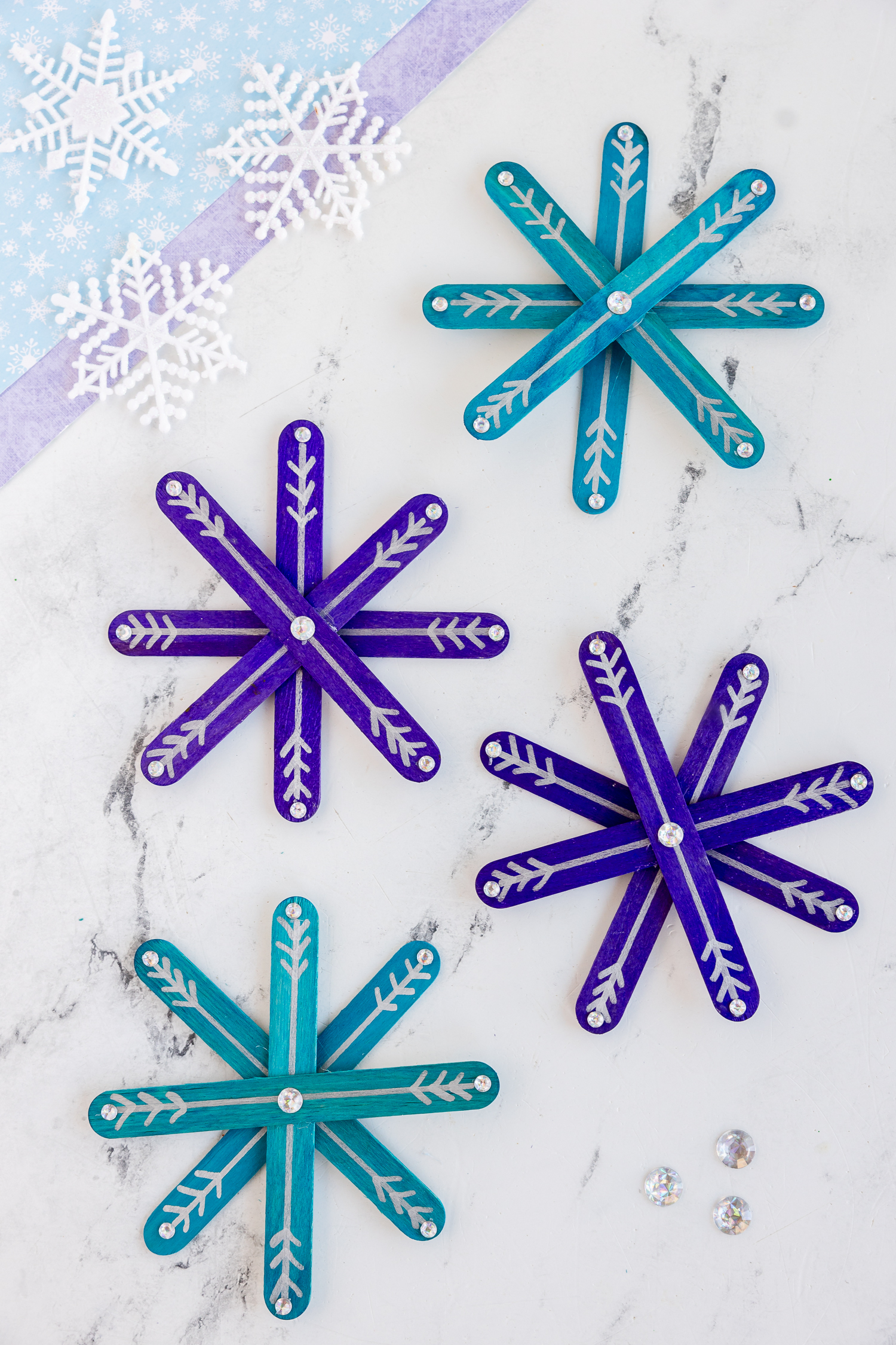 Easy Popsicle Stick Snowflakes Craft for Kids