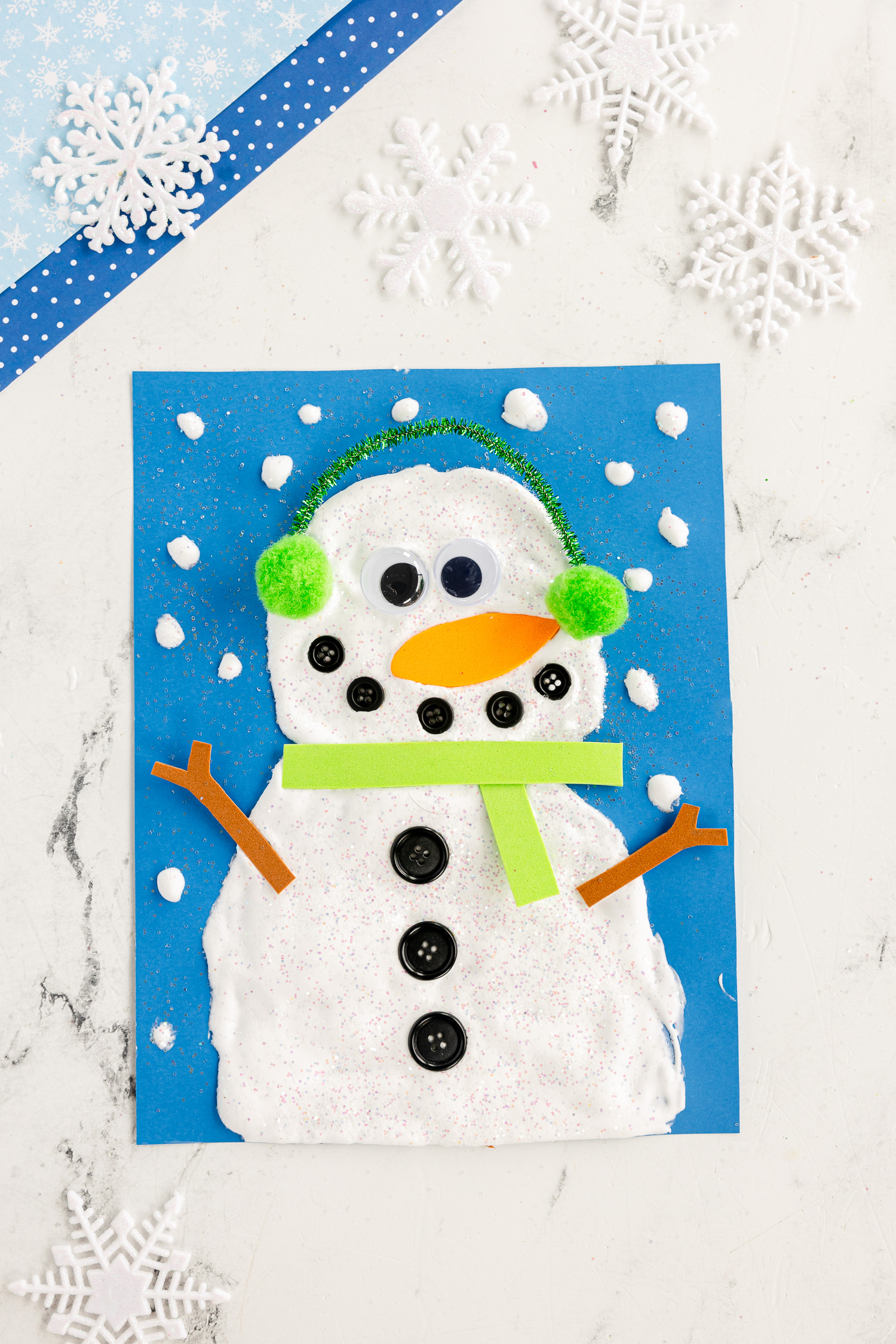 Homemade Puffy Paint Snowman Craft