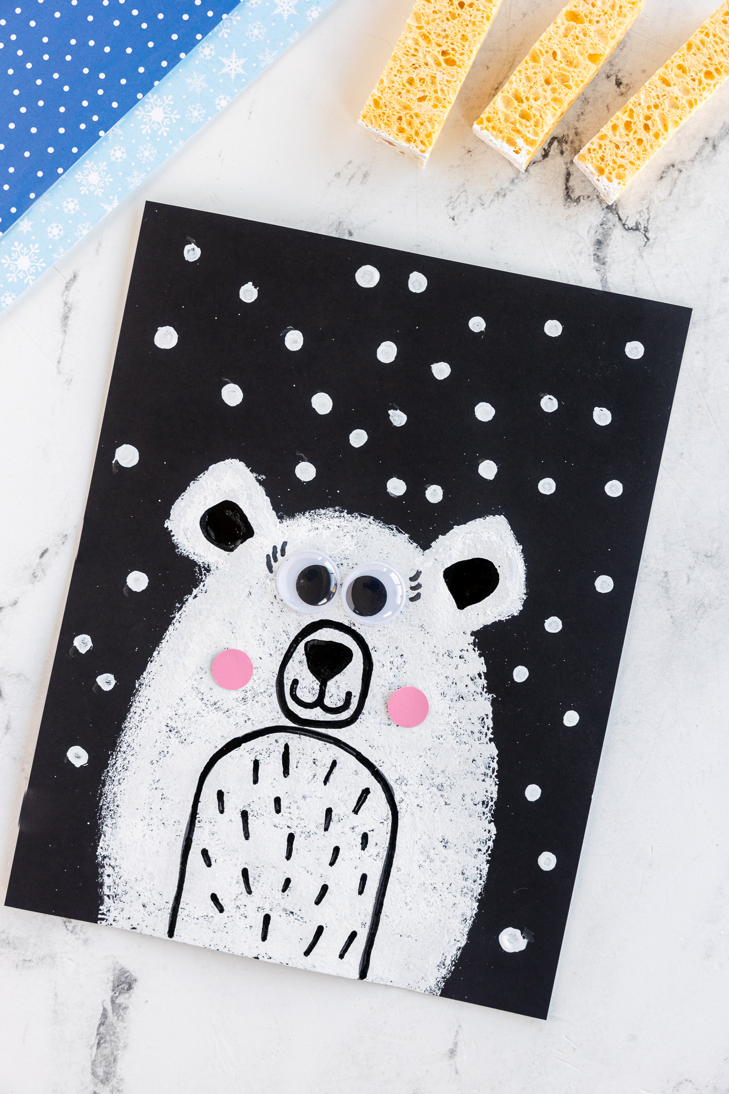 Sponge Painted Polar Bear Craft for Kids