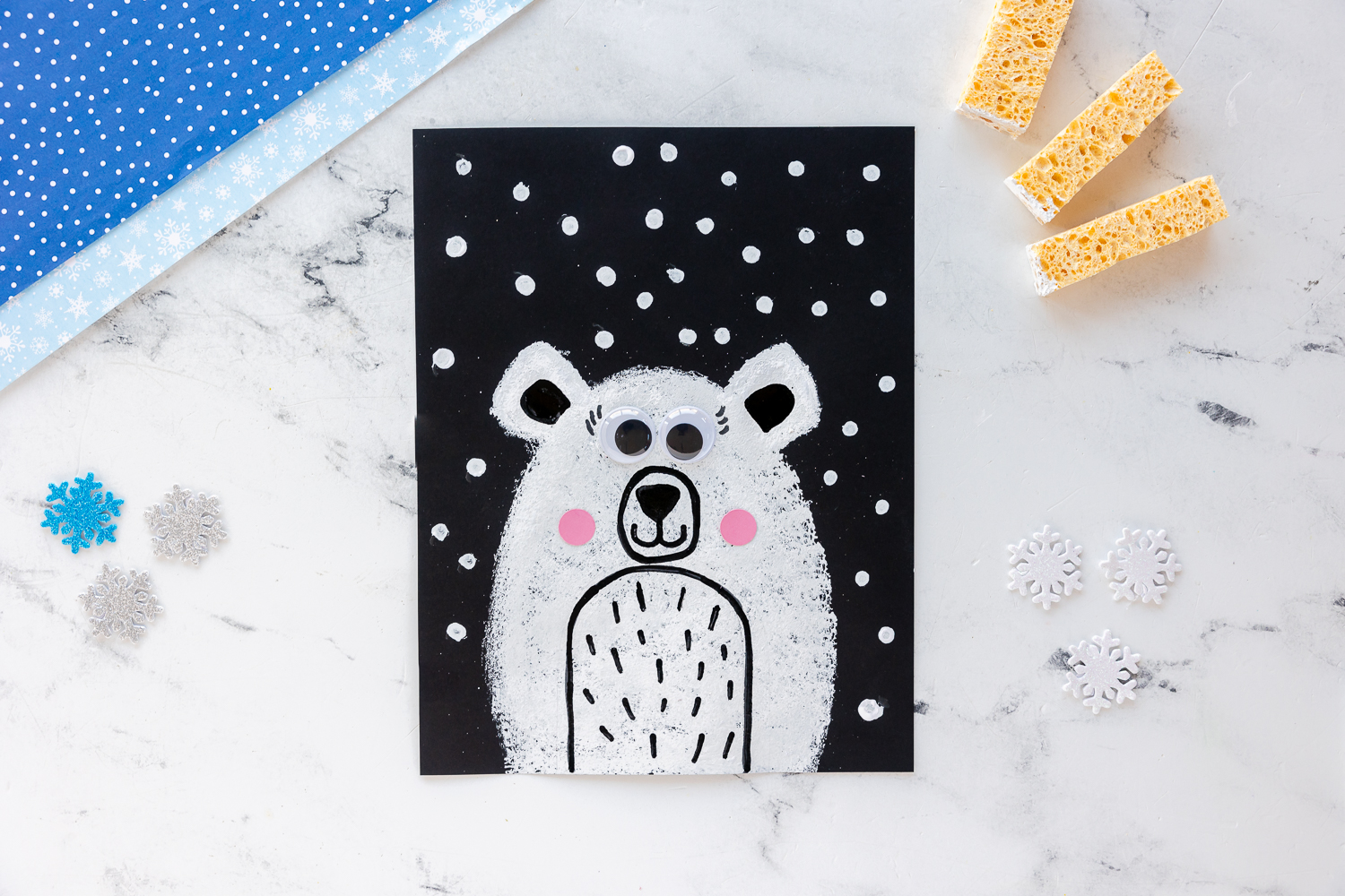 Sponge Painted Polar Bear Craft
