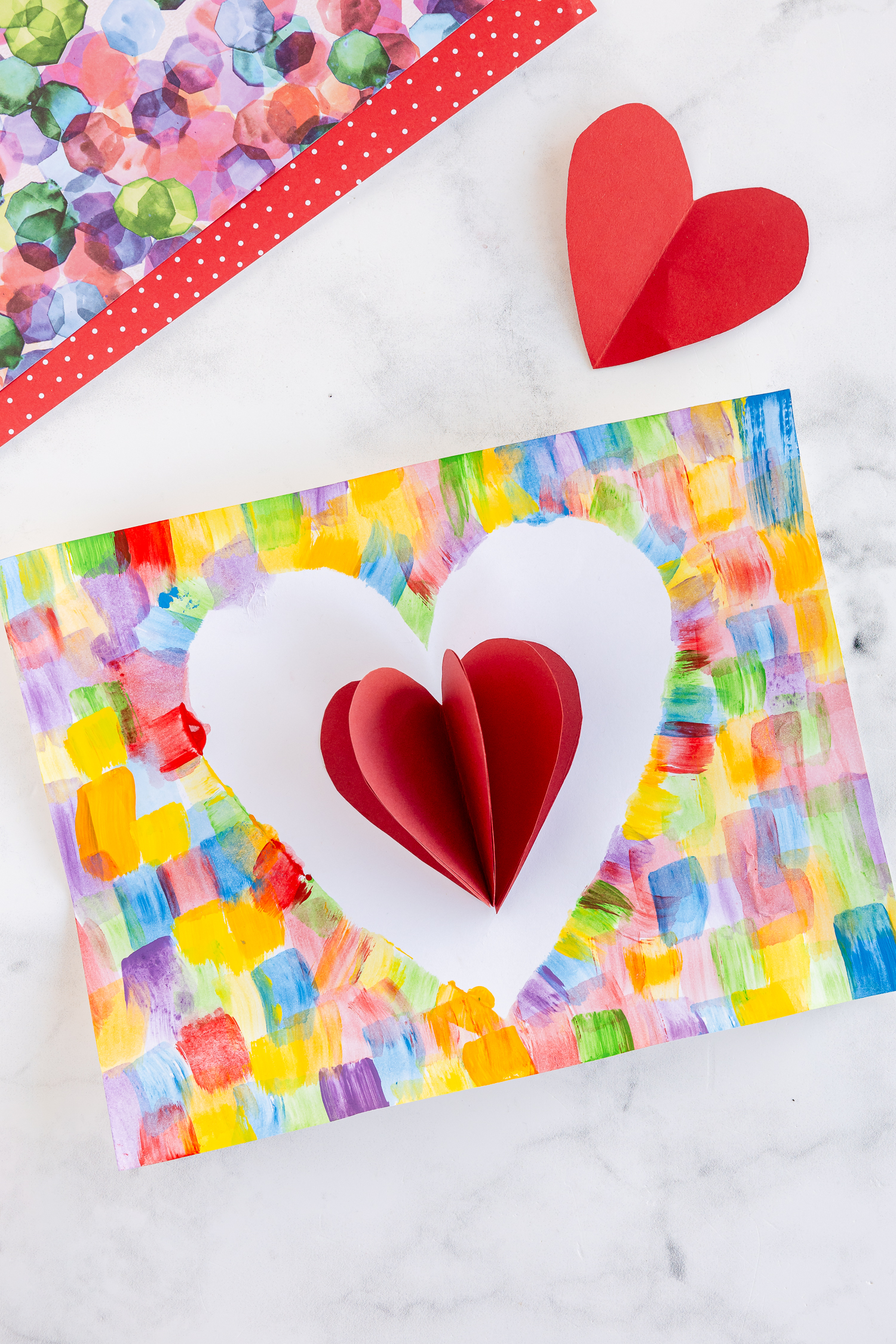Painted 3D Heart Craft for Kids