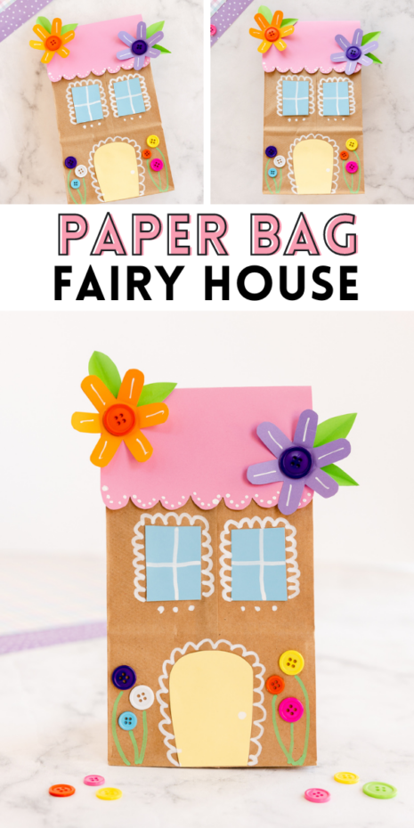 Using simple art supplies like paper, buttons, and markers you can create a captivating world of magic and imagination with this Paper Bag Fairy House!