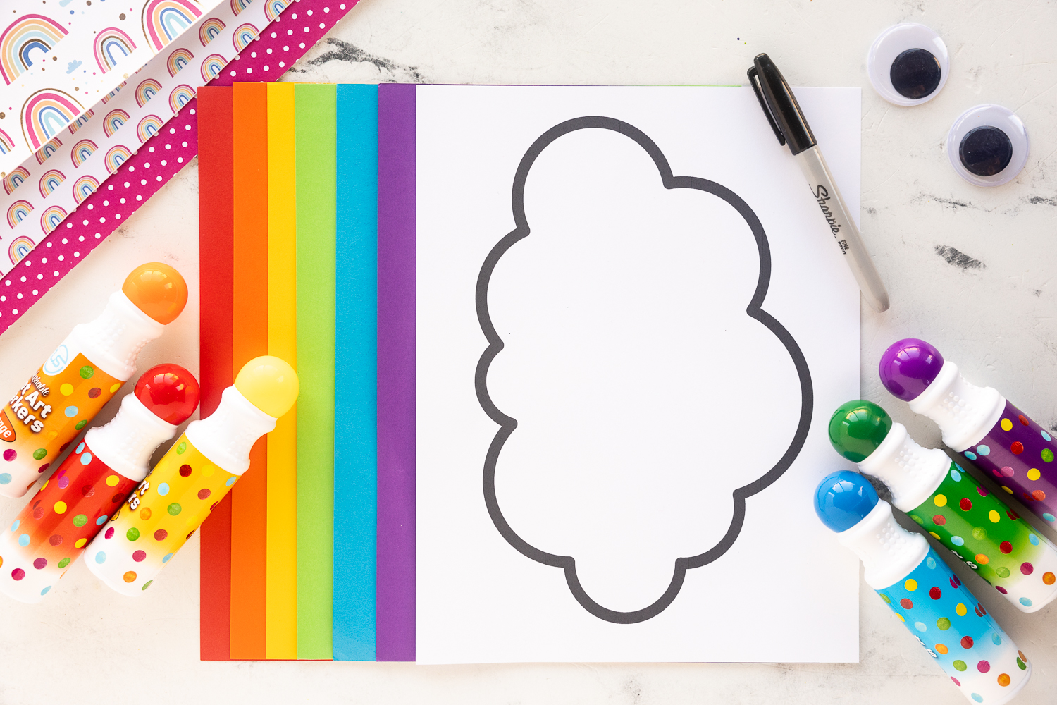white cloud on white cardstock