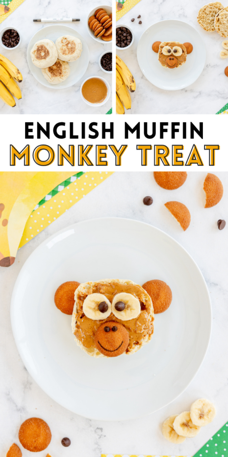 Whip together these easy and adorable Monkey English Muffins for a quick and silly breakfast or treat for kids!