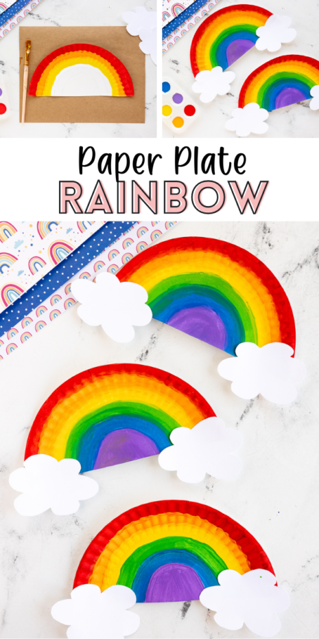 This Paper Plate Rainbow Craft is a colorful craft for kids of all ages! Grab some paper plates, paper and paints to make this easy rainbow craft!