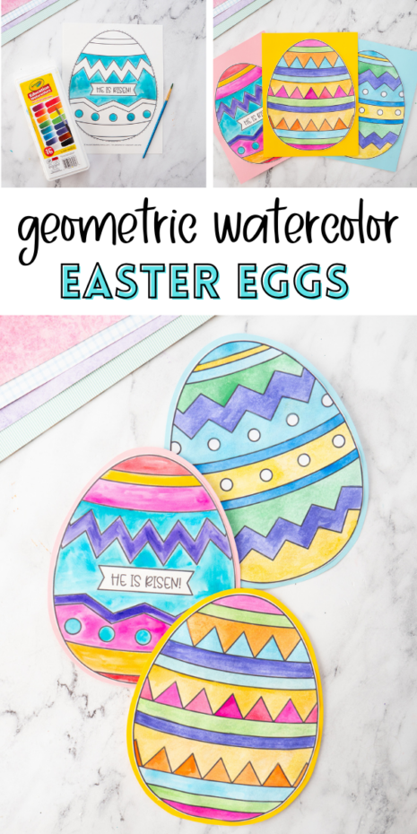 Geometric Watercolor Easter Eggs