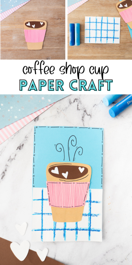 Make this adorable Coffee Shop Cup Craft for kids! A simple, creative café-inspired art project using cardstock, markers, and paint sticks ! It's perfect for pretend play and design fun.