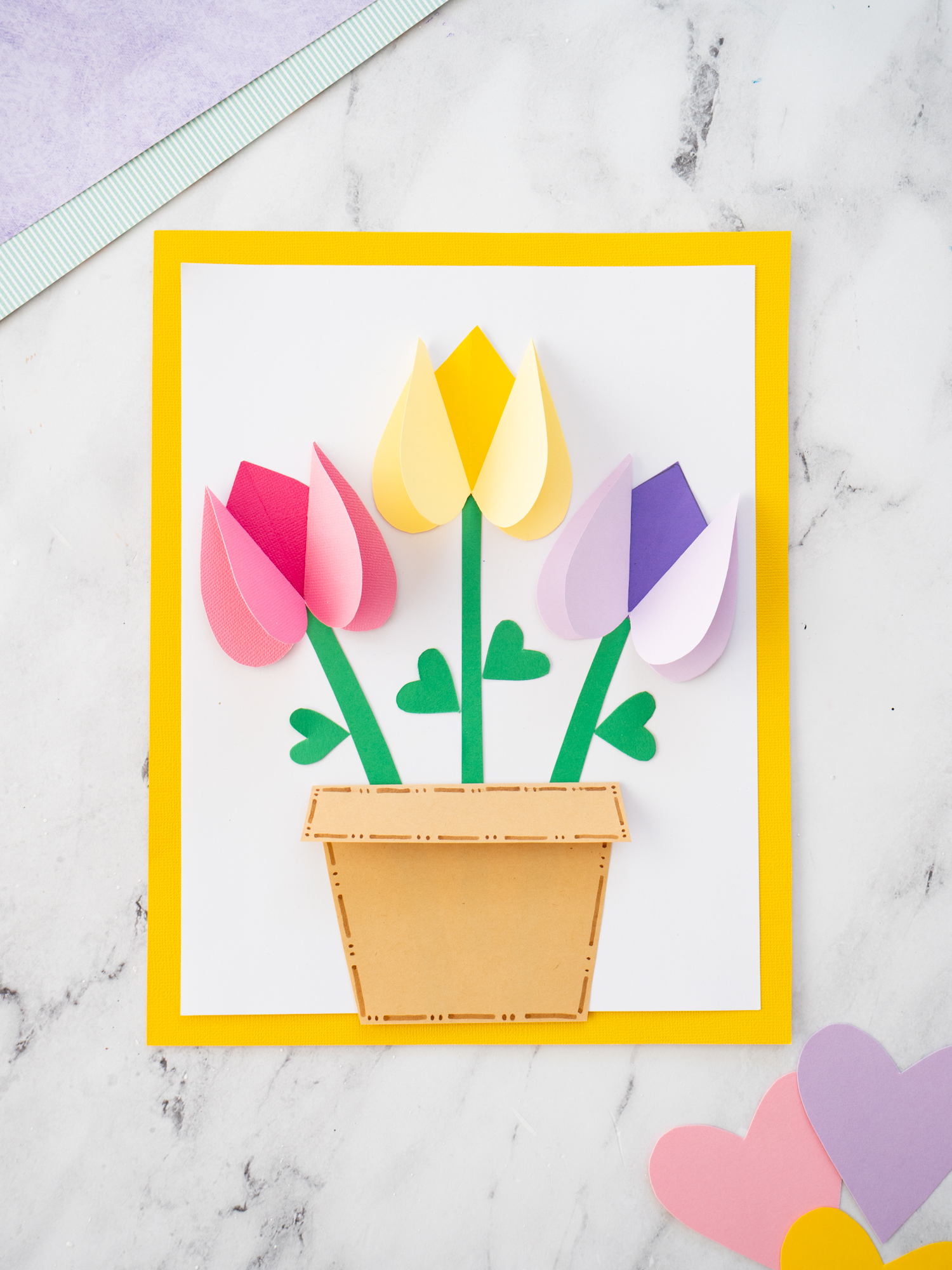colorful paper tulip craft displayed on background
