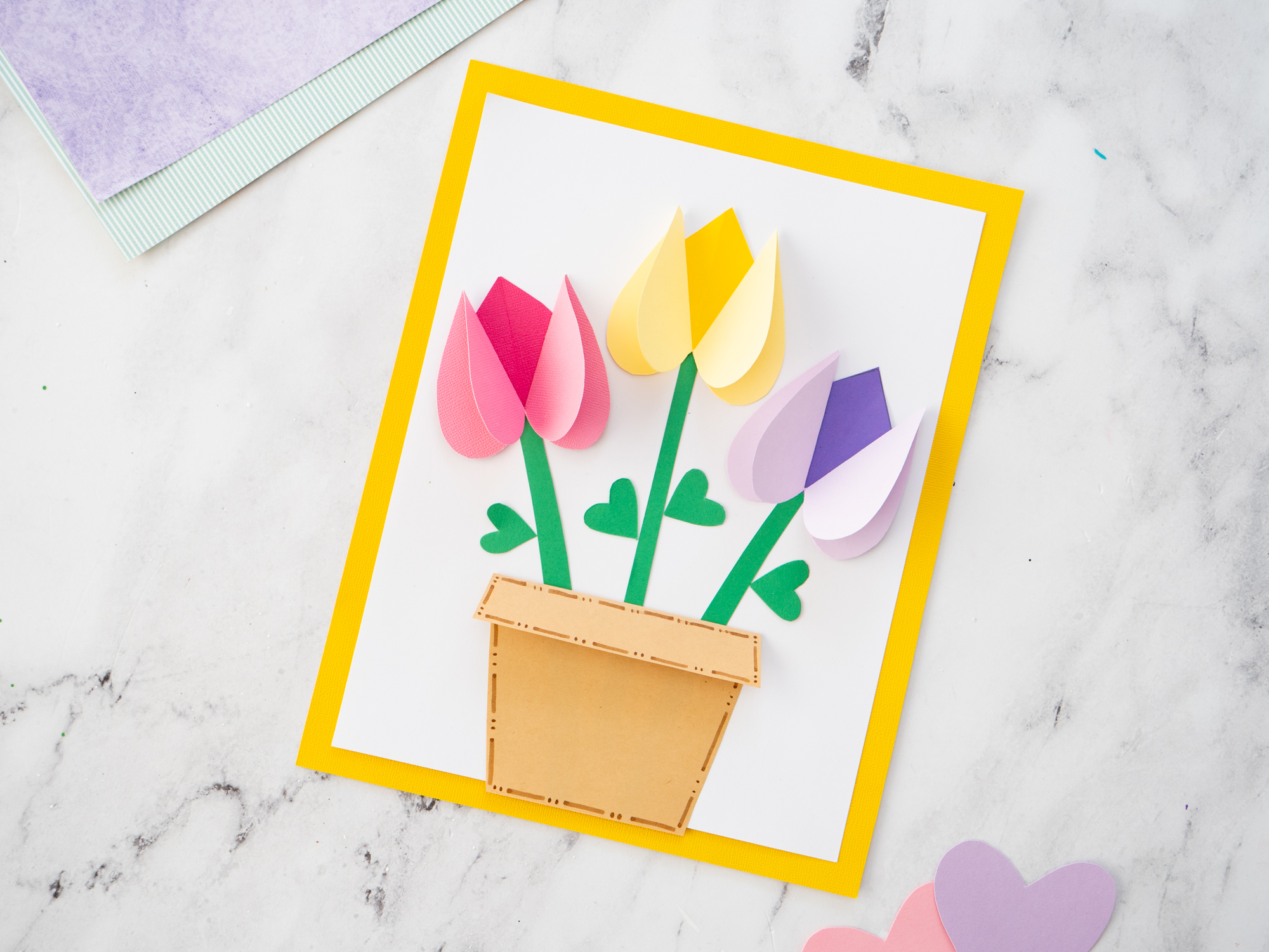 handmade heart tulip spring craft project