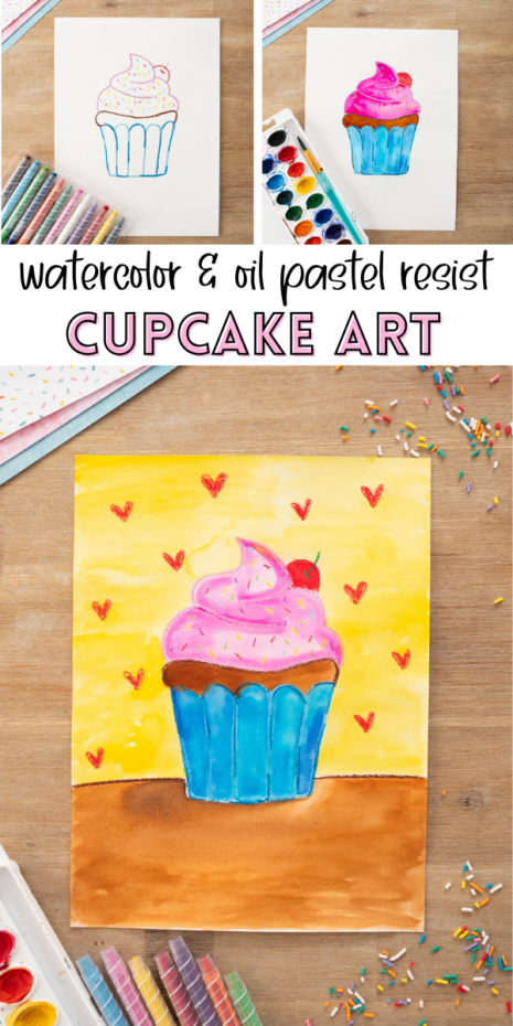 Watercolor Cupcake Art for kids
