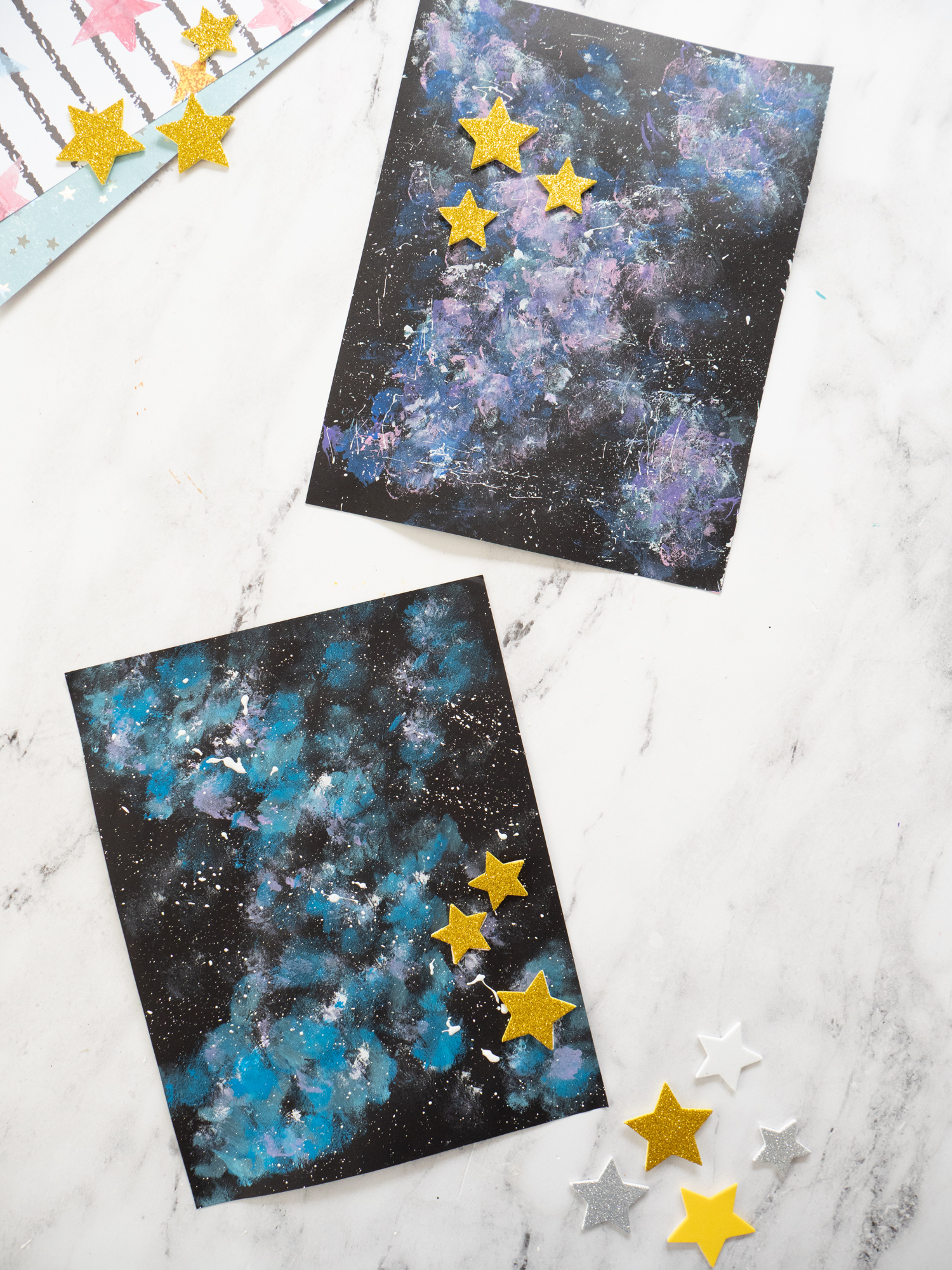 how to paint a galaxy for kids with cotton balls and paint