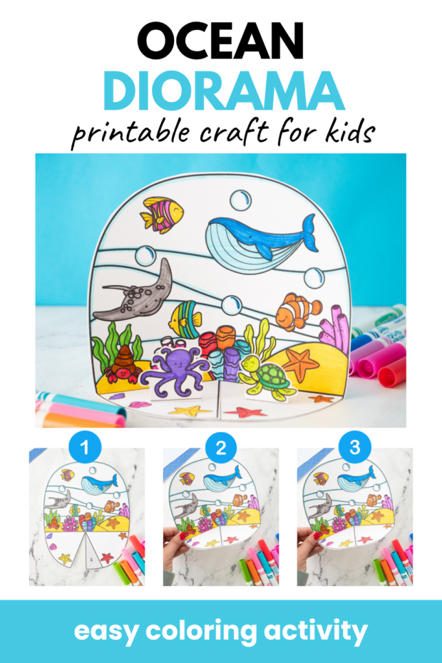 Looking for a fun Ocean Diorama for Kids? This printable ocean craft lets kids color, cut, and build their own 3D underwater scene! Perfect for ocean units, homeschool, preschool, kindergarten, or a creative summer afternoon. 🐢 Includes a printable template that's easy to make with just a few simple supplies!