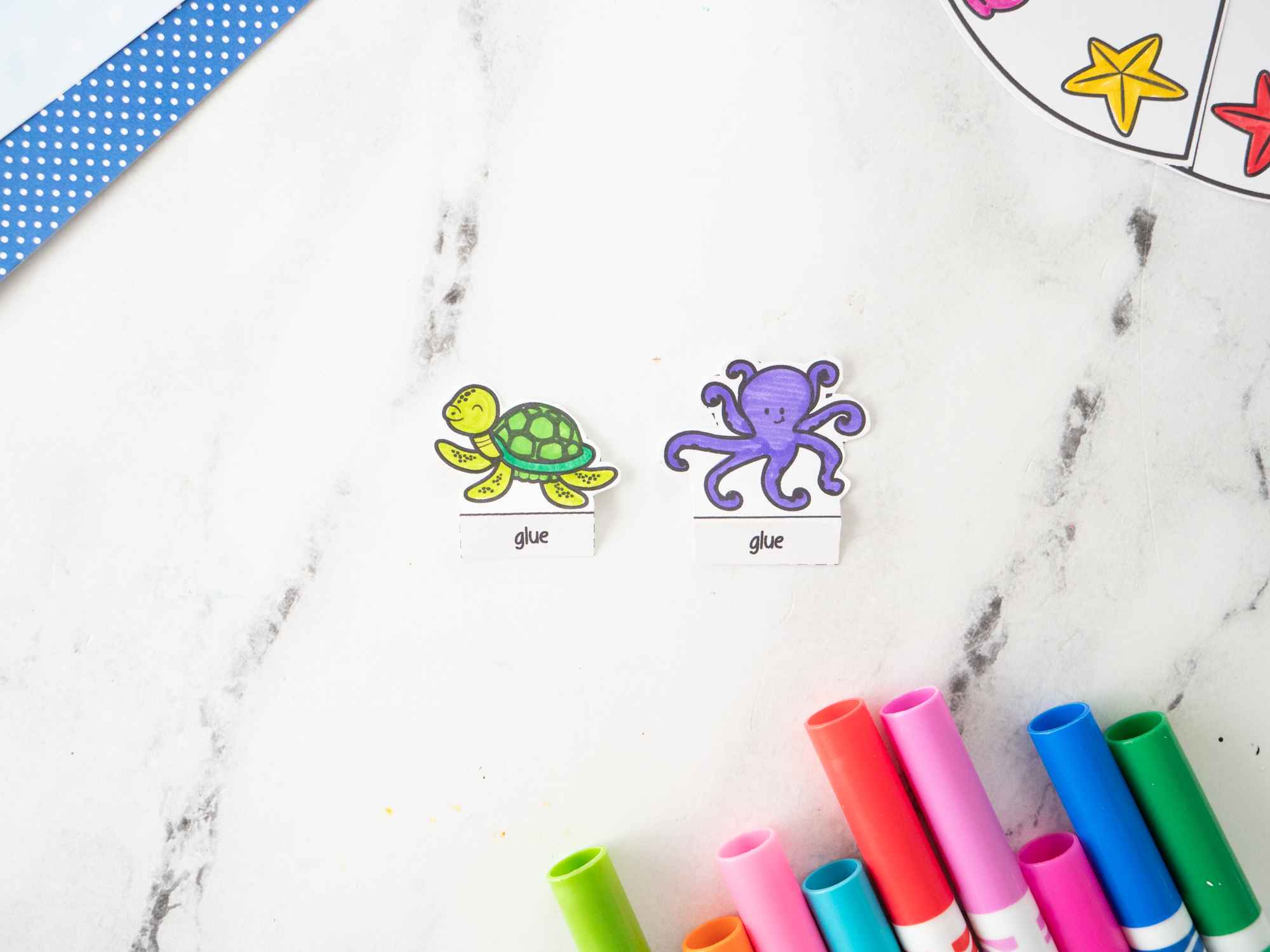 Fold and assemble the printable Ocean Diorama for Kids to create a colorful 3D underwater scene.