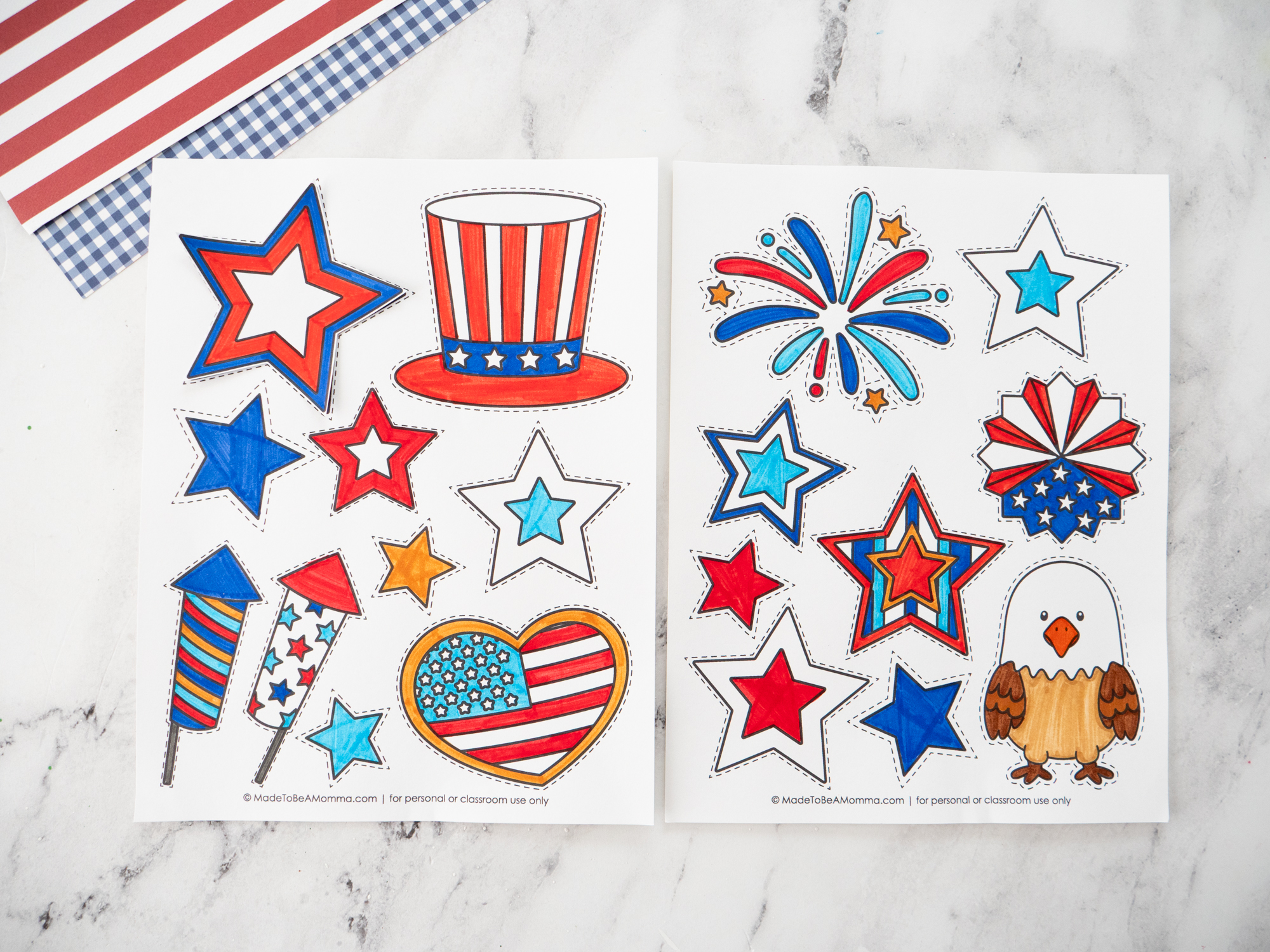 coloring a printable Fourth of July wreath template with patriotic decorations